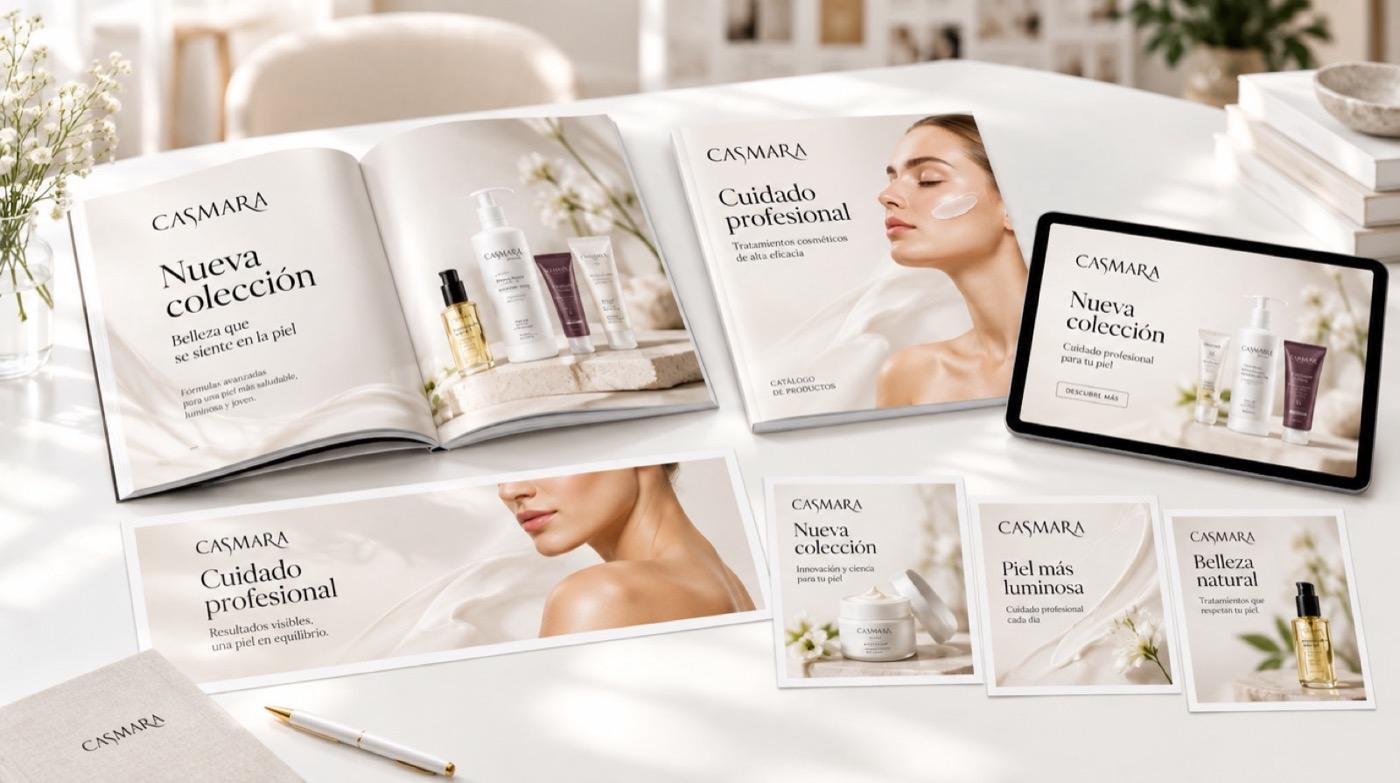 Revista digital, catálogo, banners y publicaciones de Casmara con una misma línea visual